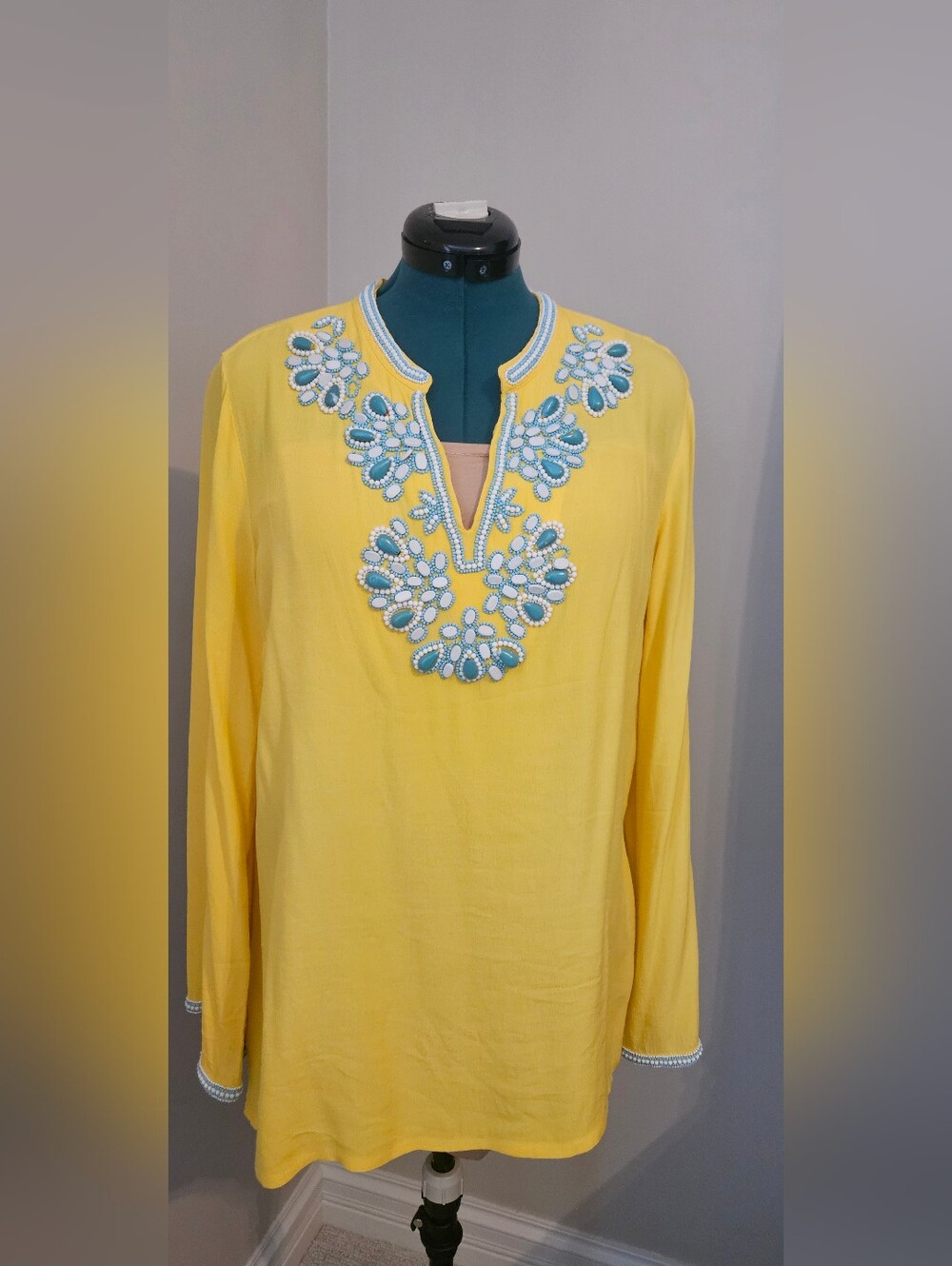 Soft Surroundings Yellow Embellished Women’s Tunic Top